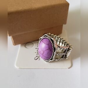 Purple Gemstone SS ring, NWT